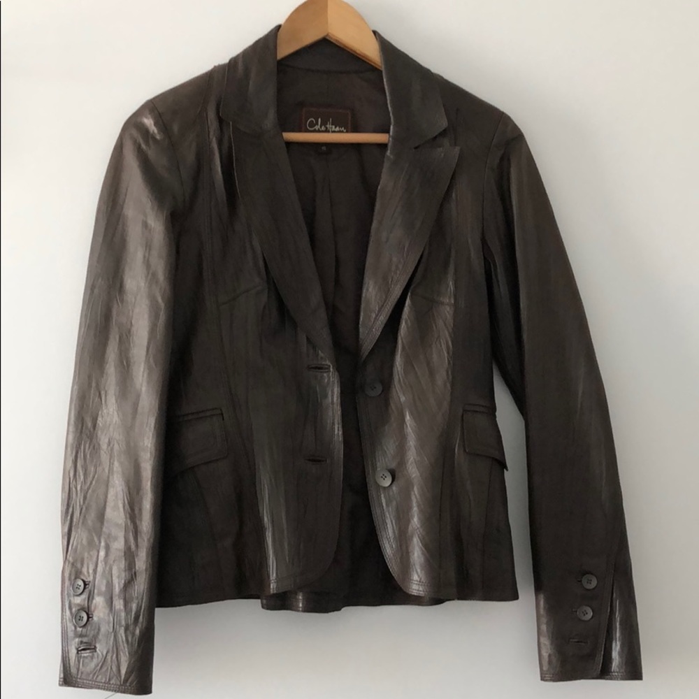 Cole Haan Chocolate Brown Leather Jacket